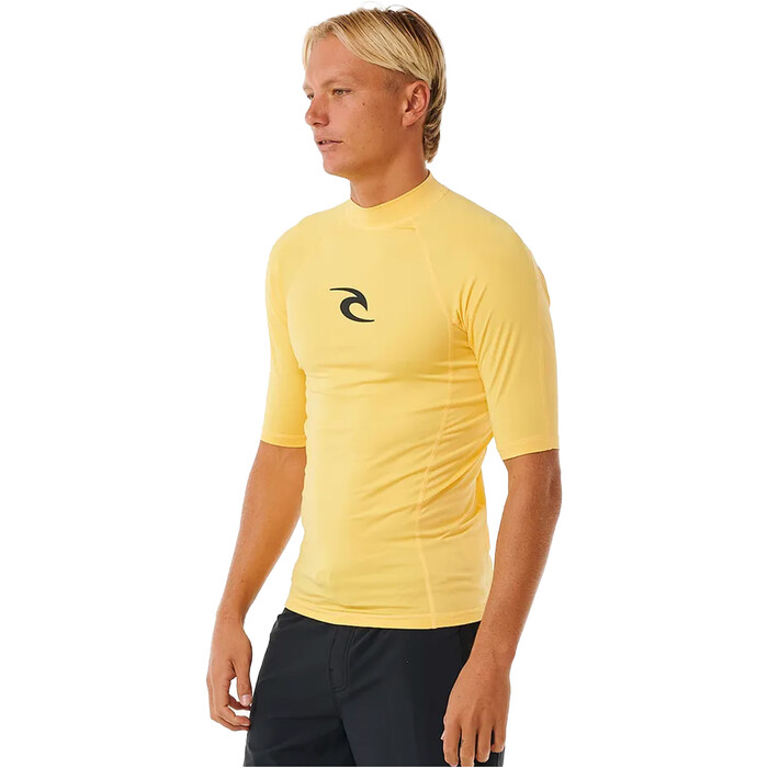 2024 Rip Curl Hombres Waves UPF Performance Chaleco De Lycra De Manga Corta 142MRV - Yellow